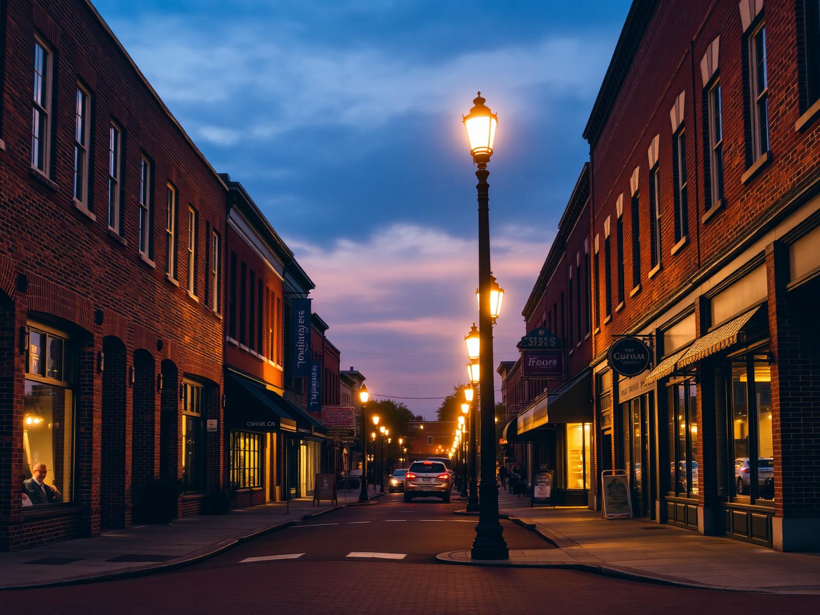 Historic downtown Lexington Kentucky at dusk