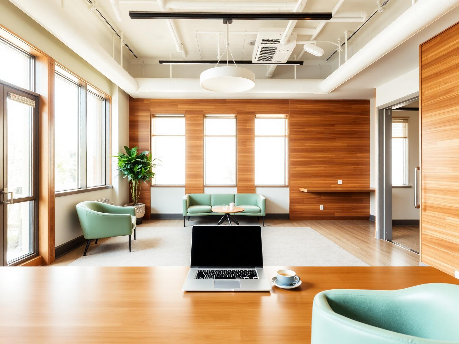 Modern Lexington accounting office with warm wood and natural light